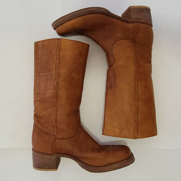 Vintage Mens 13 D Frye Black Label All Leather Square Toe 2563 Campus Boots 70s - Picture 7 of 16